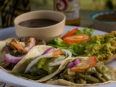 Tacos with Nopal or Mushrooms o Poblano Papper slices